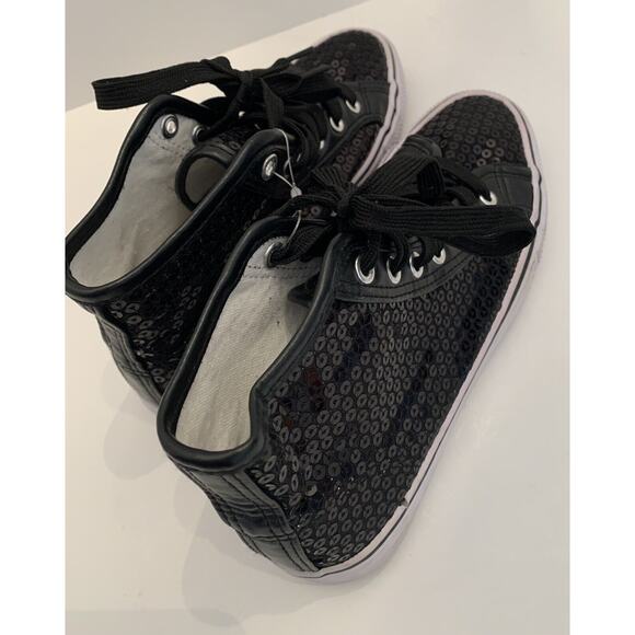 6M Balera Girls Hip Hop Black Sequin High Top Sneakers - Picture 7 of 11